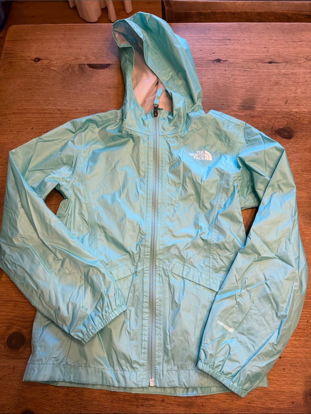 The North Face Kids Light Aqua Hooded Rain Jacket